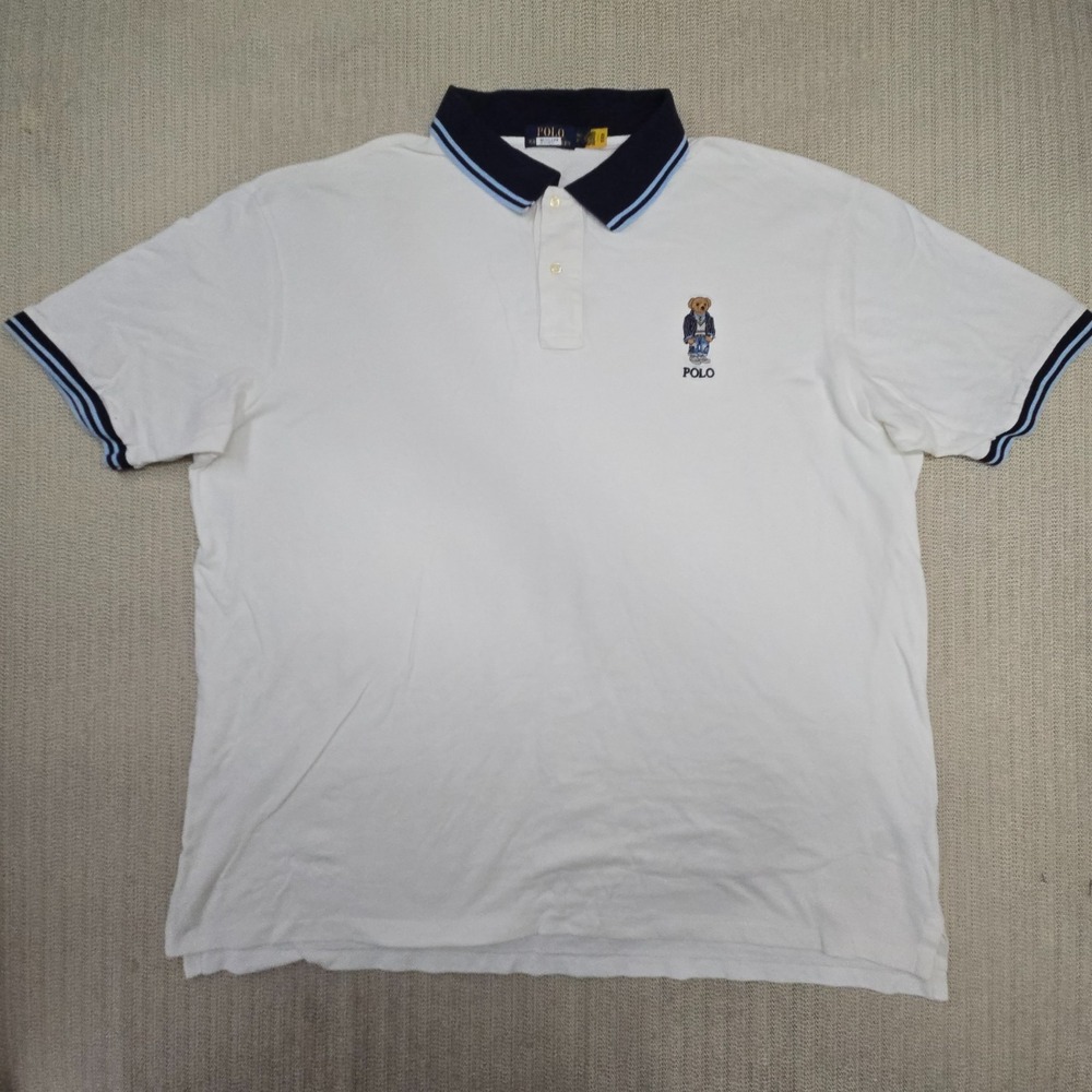 Polo Ralph Lauren Shirt Mens 3XLT White Big Bear Logo Short Sleeve Big & Tall